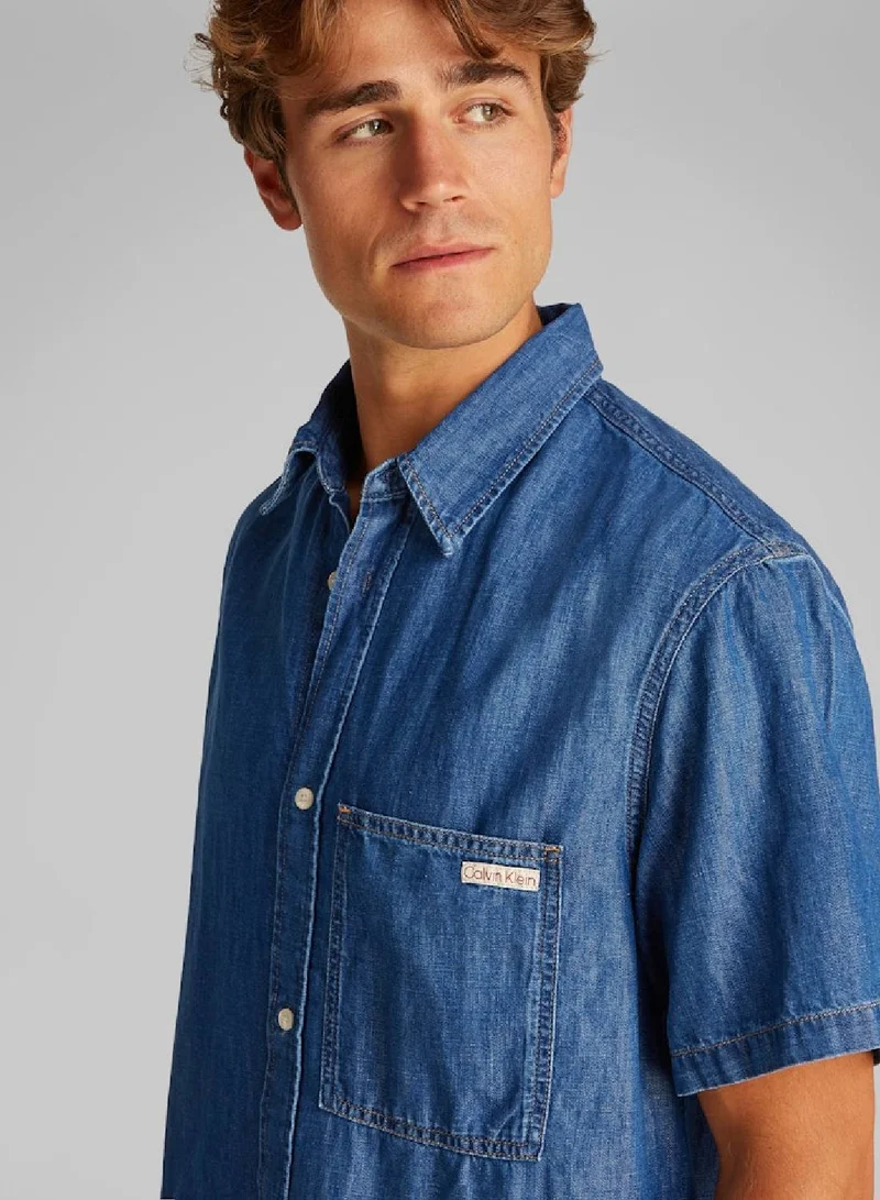 Calvin Klein Jeans Denim Medium Regular Short Sleeve Denim Shirt for Men | Best Price UAE