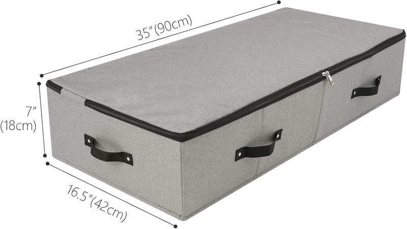 Omygarden Foldable Fabric Under Bed Storage Box with Plastic Support Liner, 6 Handles, Zipper Lid, Blankets Clothes Comforters Storage Bin Organizer for Bedroom and Closet, 90×42×18cm, Dark Grey, 2PCS - Image 2