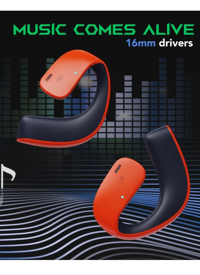 BLACK SHARK - Comfortable Immersive Earphone With Open Ear Wireless Design, 35H Long Battery Life,5.3 Bluetooth Connectivity and IPX67 Water Resistance T20- Orange/Blue - Image 1