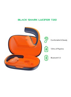 BLACK SHARK Comfortable Immersive Earphone With Open Ear Wireless Design, 35H Long Battery Life,5.3 Bluetooth Connectivity and IPX67 Water Resistance T20- Orange/Blue  - Image 1