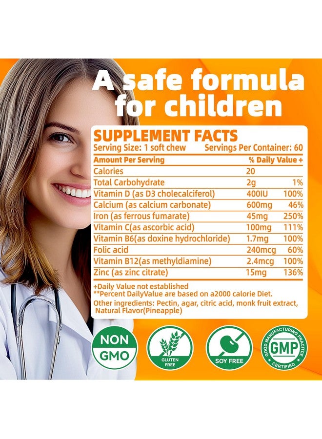 Natures Aid Chewable Iron Supplement for Women & Men and Kids - Orange Flavor, Iron Vitamin C Soft Chew for Max Absorption, Iron as Ferrous Fumarate, Ideal for Iron Deficiency, 2 Month Supply - Image 4