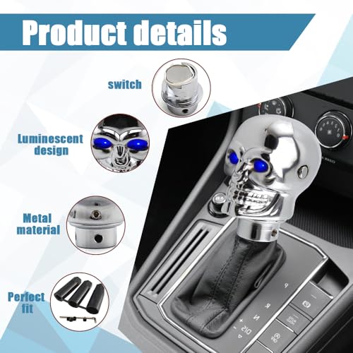 ASUBHA Skull Shifter Knob, Personalized Skull Shifter Head with Adjustable LED Double Eyelet Decorations, Gear Knob Head Universal Car Interior Accessories Fit Most Manual Automatic Car Truck SUV - Image 4
