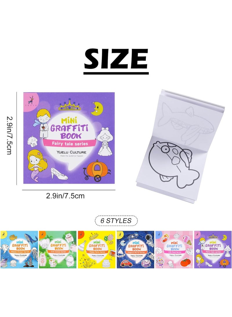 TFiOXL 6Pcs Mini Coloring Books for Kids Ages 3+, 3x3 Inches Pocket Size Coloring Books for Classroom Activity Travel Stress & Anxiety Relief (300 Pages) - Image 2