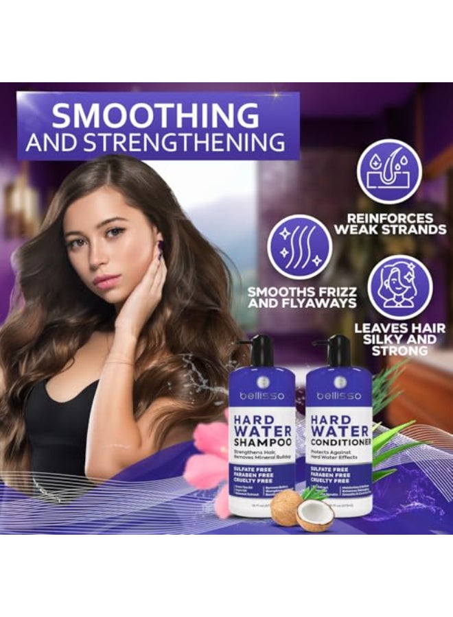 BELLISSO Hard Water Shampoo and Conditioner Set Sulfate Free Hair Care Products for Women and Men Moisturizing Treatment with Chelating Properties for a Deep Clean Remover for Cleansing Mineral Build Up - Image 3
