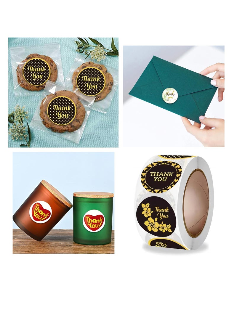 KASTWAVE 4 Rolls 2000 Pieces Thank You Stickers, 2.5cm/1inch Self Adhesive Gift Label Stickers, Suitable for Baking Packaging, Business Letters, Envelope Seals, Decorative Presents - Image 5