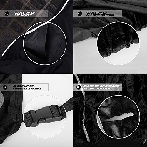 Nuzari Premium Motorcycle Accessories - Motorcycle Covers Waterproof Outdoor Storage - Powersports Vehicle Covers - Dirt Bike Motorcycle Cover for Adult Bikes - 250cc Scooter Cover, Reflective tarp M - Image 5