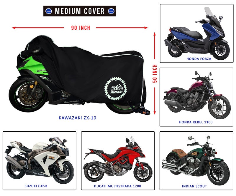 Nuzari Premium Motorcycle Accessories - Motorcycle Covers Waterproof Outdoor Storage - Powersports Vehicle Covers - Dirt Bike Motorcycle Cover for Adult Bikes - 250cc Scooter Cover, Reflective tarp M - Image 2