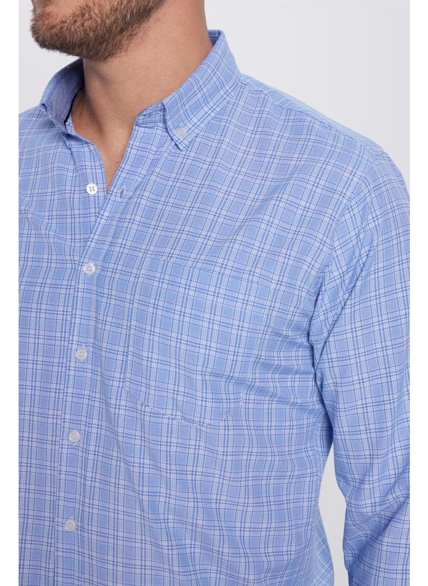 Tudors Men's Classic Fit Regular Cut Cotton Checked Button-Down Collar Shirt