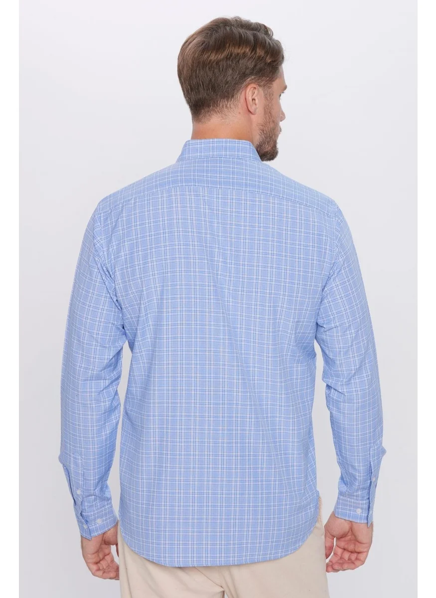 Tudors Men's Classic Fit Regular Cut Cotton Checked Button-Down Collar Shirt