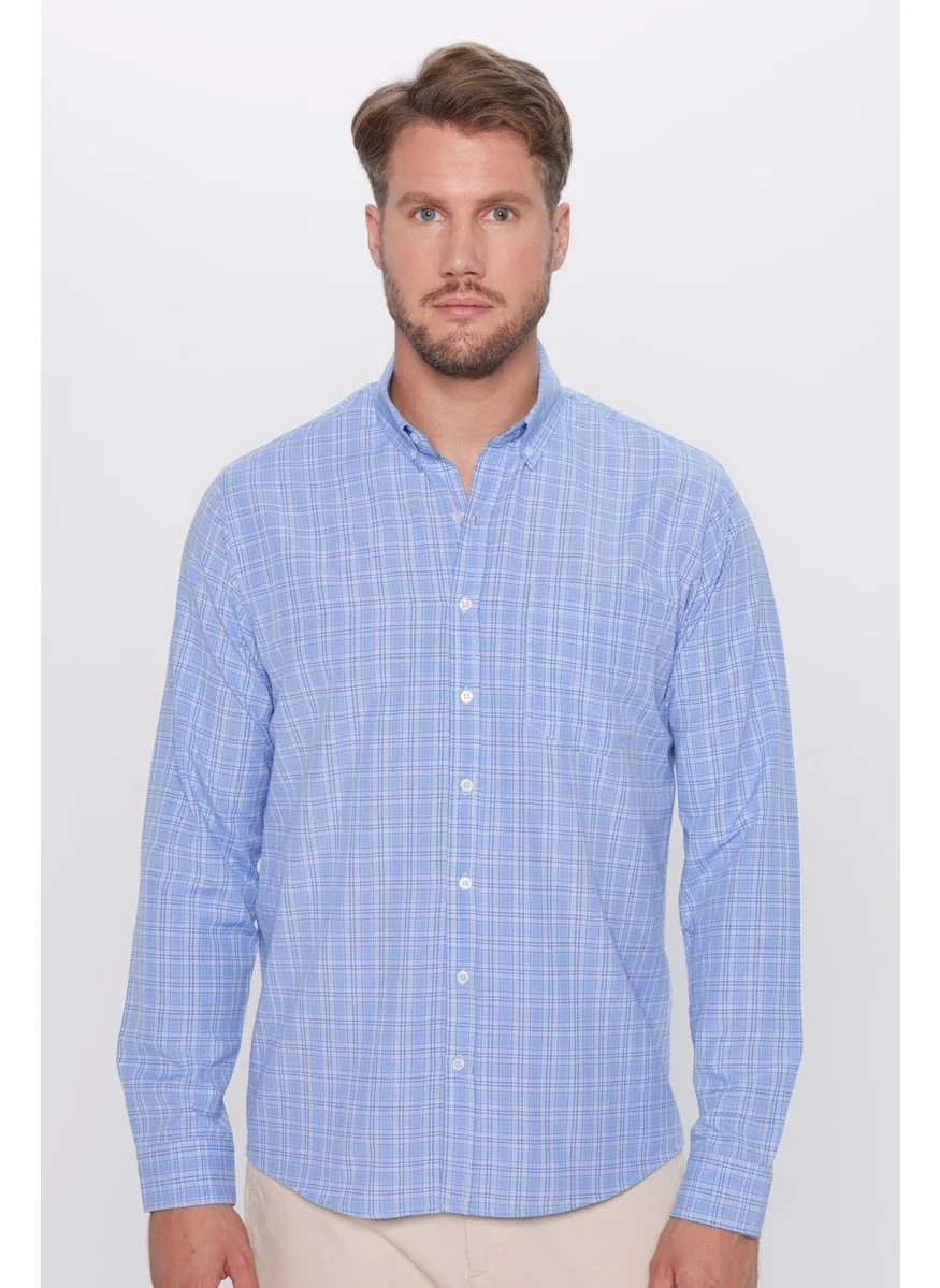 Tudors Men's Classic Fit Regular Cut Cotton Checked Button-Down Collar Shirt