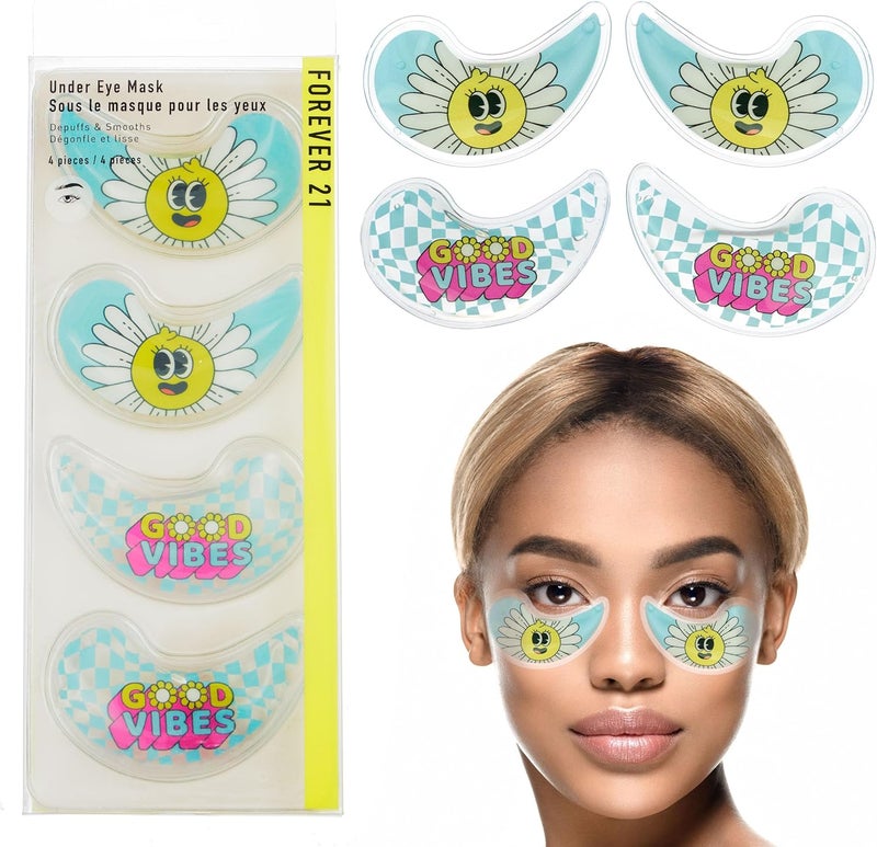 FOREVER 21 Forever 21 Under Eye Masks Pack  4pc Clear Gel Eye Mask Patches with Colorful Prints for Depuffing and Smoothing Undereyes 