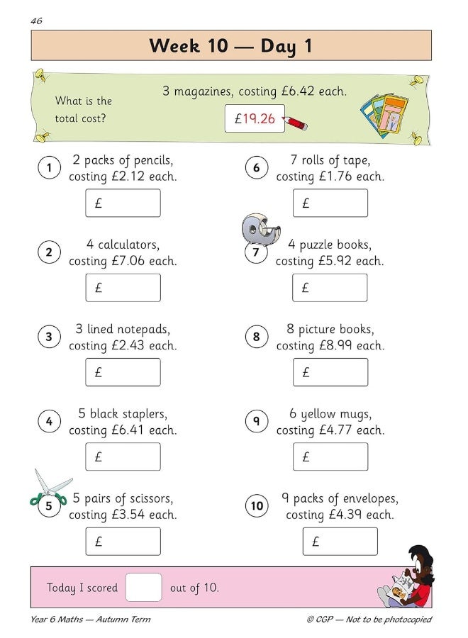 منشورات مجموعة التنسيق المحدودة (CGP) كتاب الممارسة اليومية في الرياضيات للمرحلة الابتدائية 2: السنة 6 - الفصل الدراسي الخريفي - Image 5