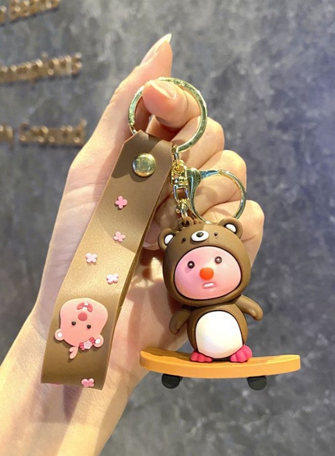 B479 Brown Soft Rubber Keychain Doll Bag Pendant - Image 1