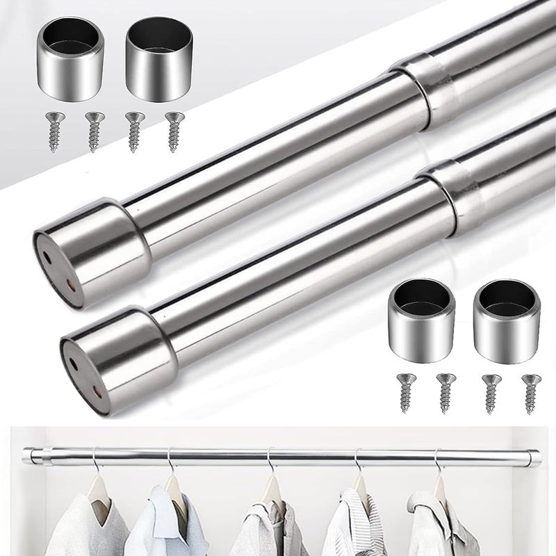 Moonmen Telescopic Closet Pole Wardrobe Closet Rails, Closet Rod for Hanging Clothes, Wardrobe Rod for Hanging Clothes, Stainless Steel Closet Pole 31-160cm (2 x 47-80cm) - Image 1