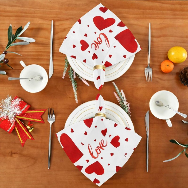 YETTASBIN Valentines Day Heart Cloth Napkins Set of 4 Reusable Washable Oversized Table Napkins for Family Wedding Dinner Party Home Decor 20 Inch - Image 4