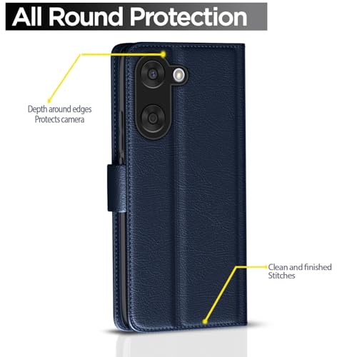 Pikkme Flip Cover for Oneplus Nord CE5 5G Leather Finish | Inside TPU with Card Pockets | Wallet Stand and Shock Proof | Complete Protection Flip Case(Blue) - Image 4