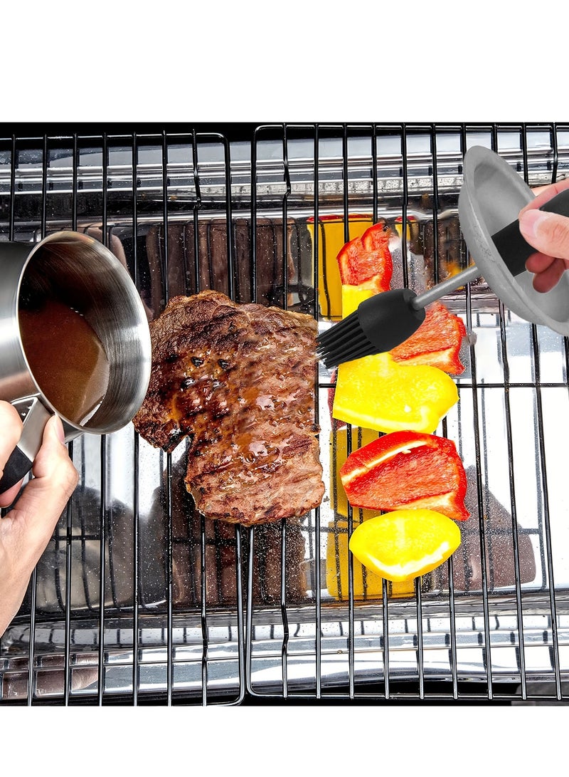 عام الفولاذ المقاوم للصدأ البستنغ وعاء مع فرشاة - 2 في 1 يمكن الزيت مع فرشاة السيليكون. مصدر الصلصة مع فرشاة للشواء. قدرة 36 أوقية للطبخ والشواء. تصميم دائم مع ميزات سهلة التنظيف. مثالي للمطبخات المنزلية والشواء في الهواء الطلق - Image 5