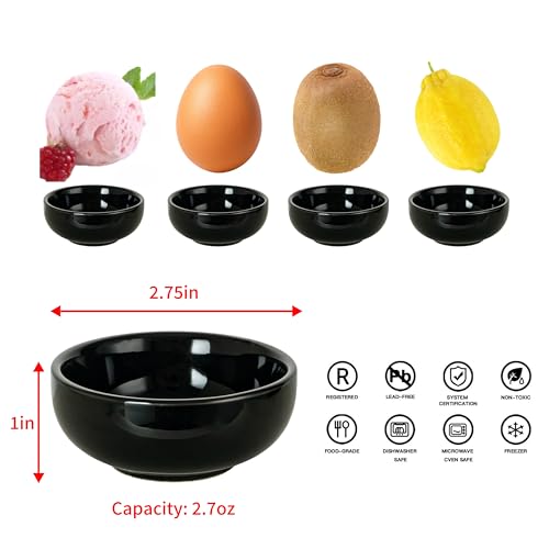 Swuut Ceramic Pinch Bowls,2.7 oz Mini Prep Dip Bowl Set,Small Dipping Salsa Charcuterie Soy Sauce Side Dish for Sushi,Set of 6(White) - Image 2