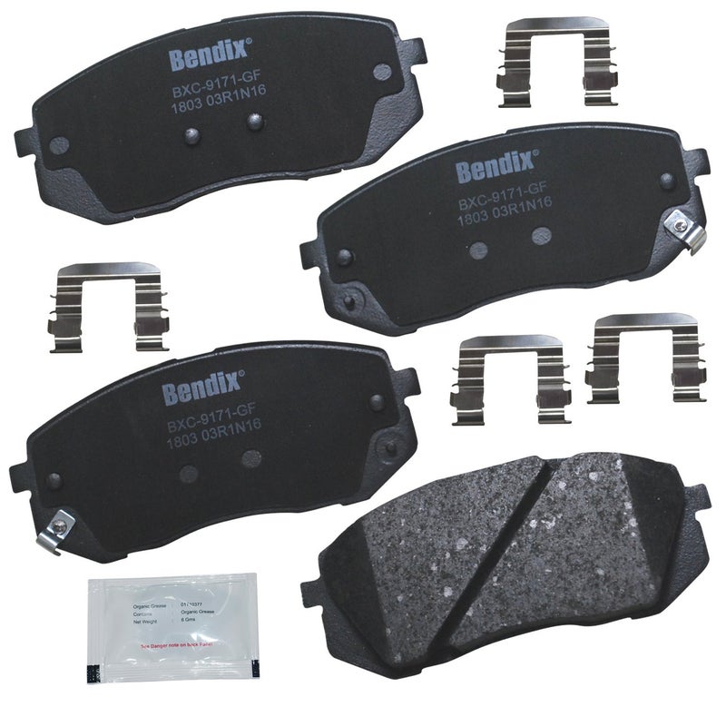 وسادات فرامل سيراميك Bendix Priority1 CFC1803 للأمام لهيونداي كونا الكهربائية 20232019 سوناتا 20192015 كيا نيرو EV 20222019 أوبتيما 20202016