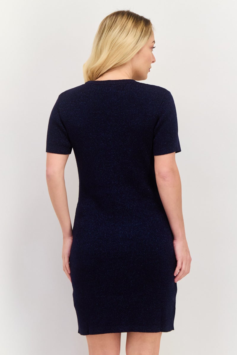 ESPRIT Women Textured Twisted Mini Dress, Navy - Image 3