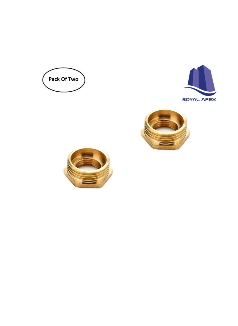 Pack of 2 Brass Reducer BSP Male Thread to BSP Female Thread Reducing Bush Hex Reducer Bushing Hose Pipe Fitting Connector Adapter 3/4''X1/2''