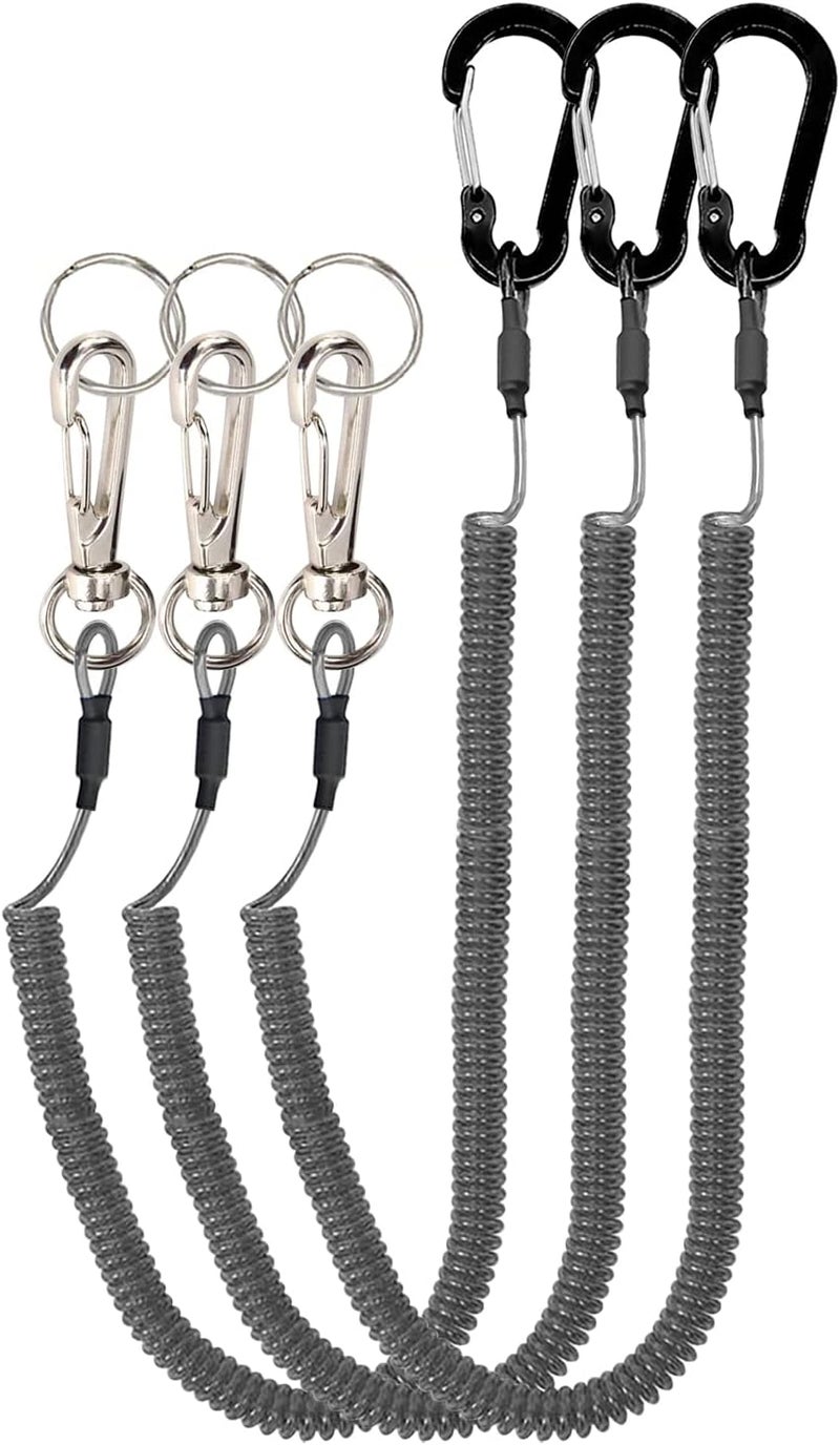 Lix&Rix Retractable Safety Coiled Lanyard with Aluminium Alloy Carabiner Clip, Black/Blue/Green/Red/Silver/Yellow - Image 1