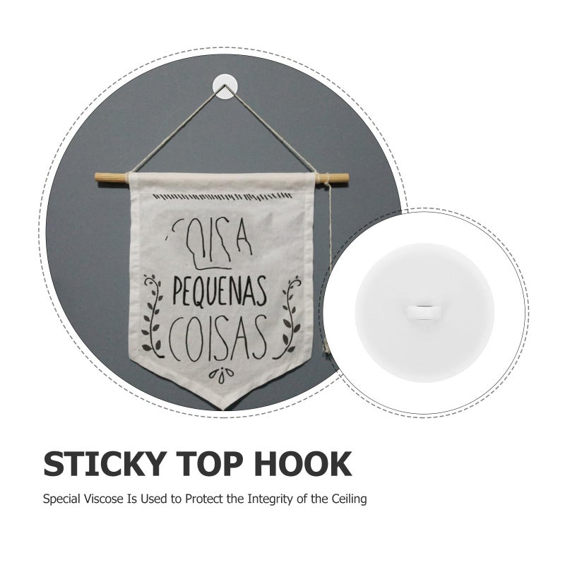 Strong Adhesive Removable Ceiling Hooks 20pcs White 4cm For Home Office Organization - Image 4