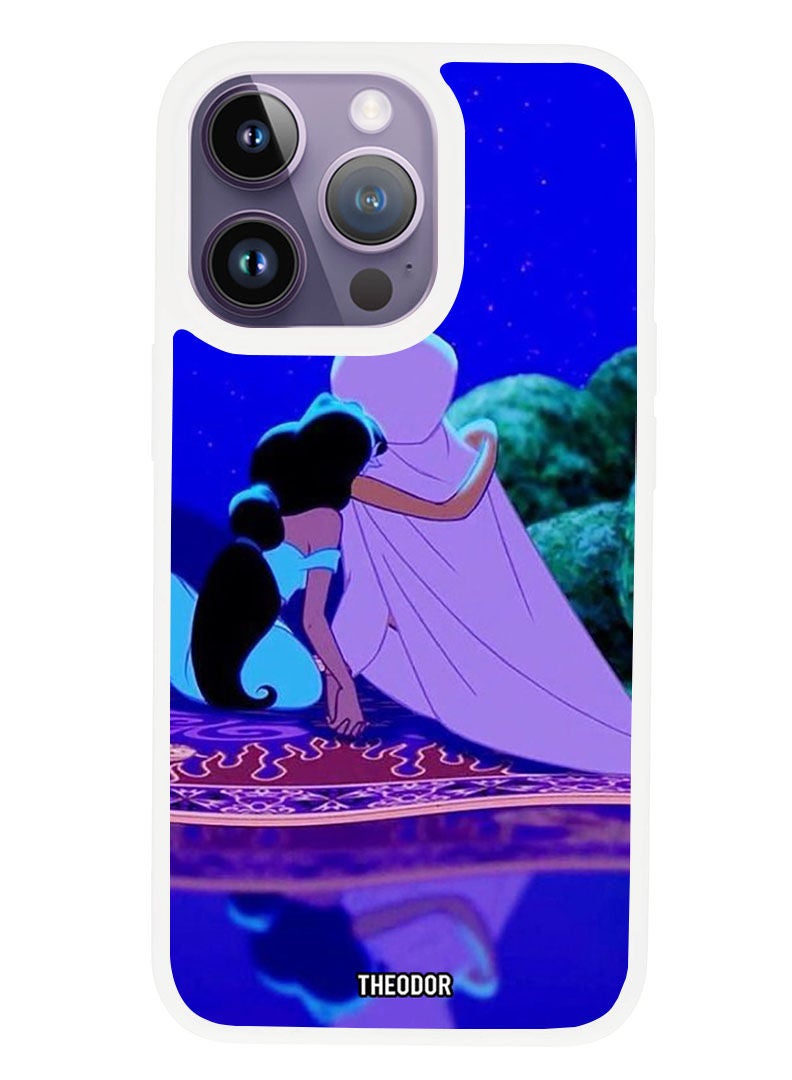 Theodor Protective Case Anti Scratch Shock Proof Cover For APPLE IPHONE 14 PRO MAX Animation Aladdin And Jasmine From Aladdin Advantures By Disney (White Bumper) - Image 1