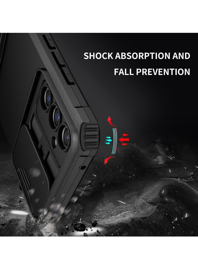 Samsung Galaxy S24 FE 5G Case Cover, Innovative Telescopic Bracket, Sliding Protection Camera Window, Slim Thin PCTPU Shockproof Mobile Phone Case For Samsung Galaxy S24 FE 5G, Black - Image 4