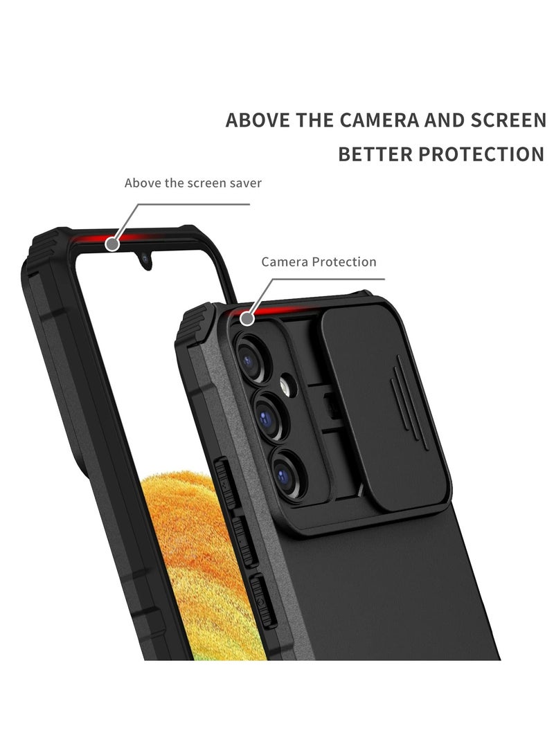 Samsung Galaxy S24 FE 5G Case Cover, Innovative Telescopic Bracket, Sliding Protection Camera Window, Slim Thin PCTPU Shockproof Mobile Phone Case For Samsung Galaxy S24 FE 5G, Black - Image 3