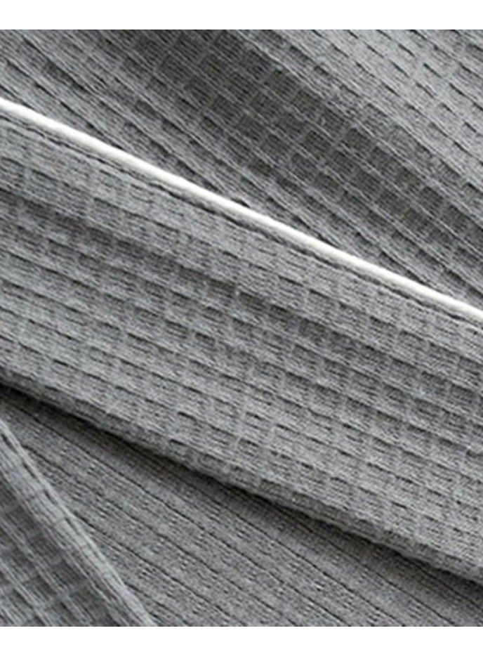 إسكدنيا رداء خفيفة الوزن من نوع واحد رداء وافل كيمونو رداء حمام ناعم ليلي رمادي داكن - Image 4