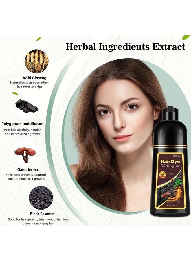 FVQUHVO - Natural Instant 3 In 1 Hair Color Dye Shampoo For Gray Hair - Men & Women, Long Lasting Dark Brown - Image 1