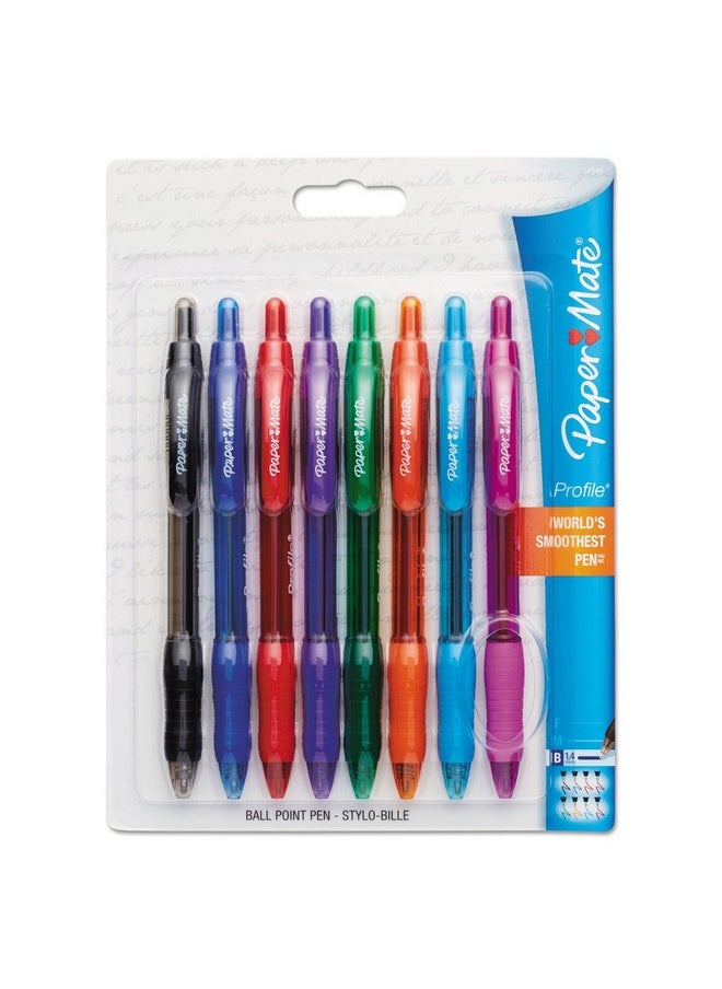 Paper Mate 1960662 Profile Ballpoint Retractable Pen, Assorted Ink, Bold, 8/Set  - Image 2