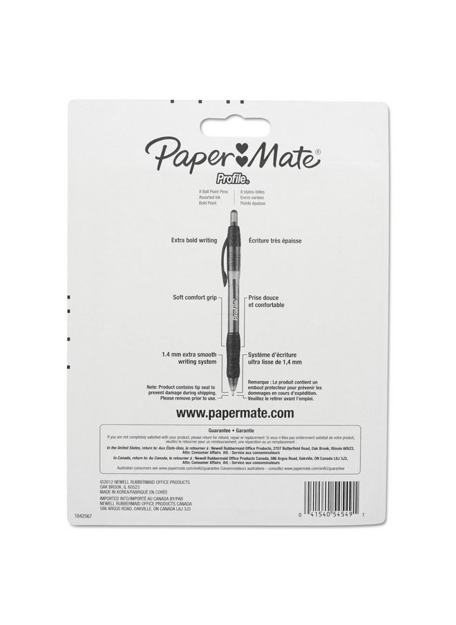 Paper Mate 1960662 Profile Ballpoint Retractable Pen, Assorted Ink, Bold, 8/Set  - Image 5