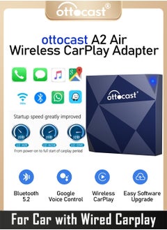 Ottocast A2Air Wired to Wireless Android Auto Adapter Dongle Spotify Waze for OME Android Auto Multimedia for VW Toyota Honda