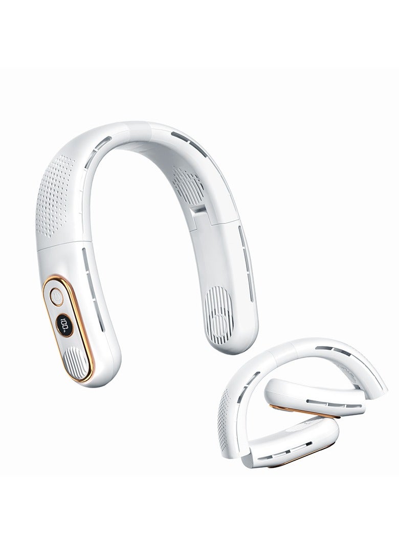 general Portable Neck Fan LED Display Bladeless Fan Hands-Free Rechargeable and Lightweight Personal Folding Wearable Neck Fan for Women Cooling Cooler - Image 1