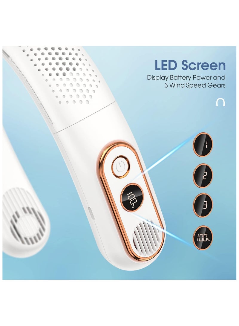general Portable Neck Fan LED Display Bladeless Fan Hands-Free Rechargeable and Lightweight Personal Folding Wearable Neck Fan for Women Cooling Cooler - Image 3
