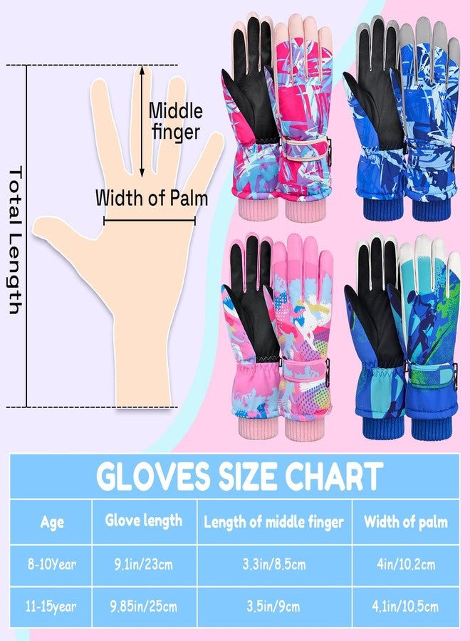 AuSletie Kids Gloves Winter Waterproof Girls Snow Ski Gloves Boys, Winter Outdoors Warm for Children - Image 3