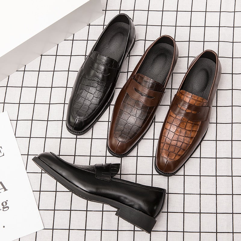 Cross-border British fashion retro pointed leather shoes men's business crocodile pattern leather shoes extra large size set feet casual men's shoes black 47 - Image 5