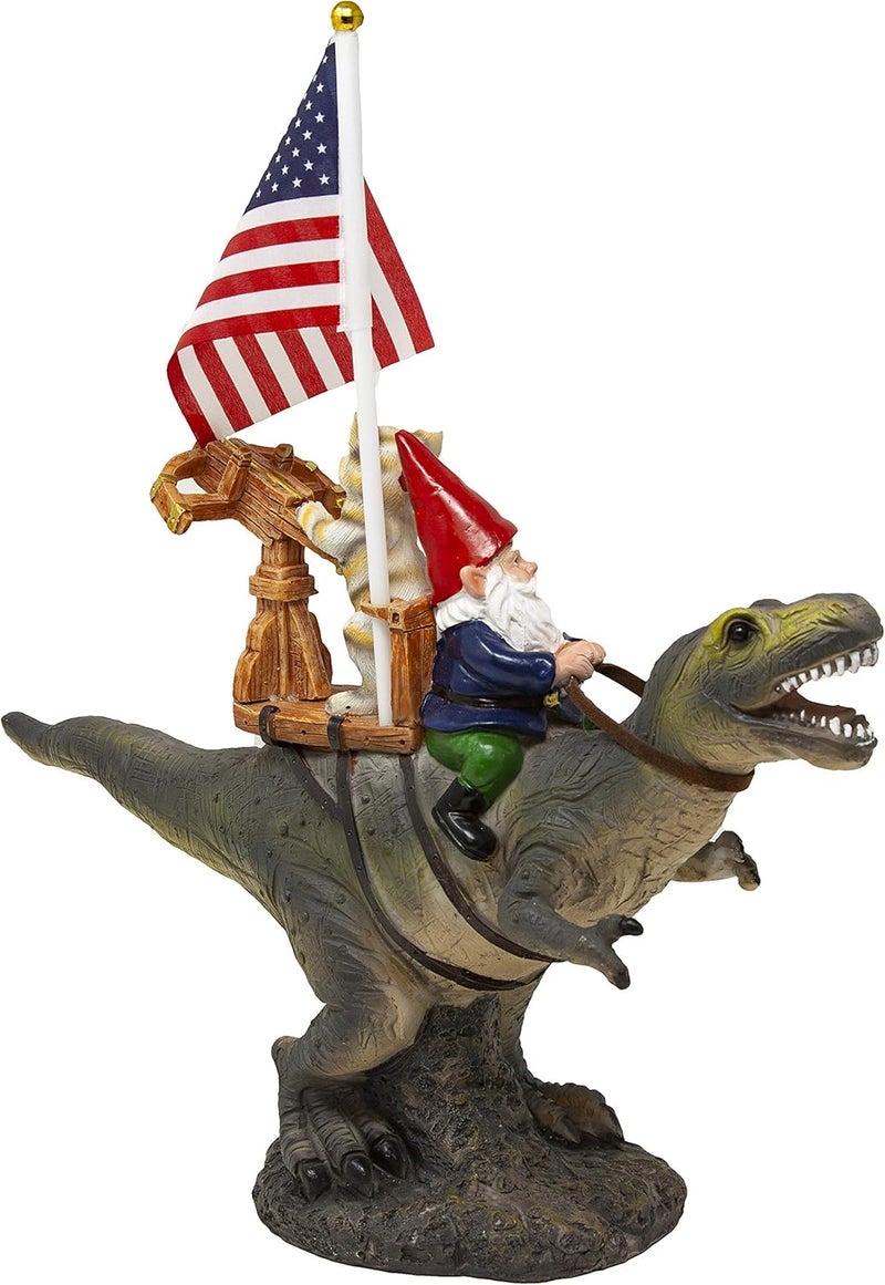 Funny Guy Mugs Garden Gnome Statue - T-Rex Fellowship - Indoor/Outdoor Garden Gnome Sculpture for Patio, Yard or Lawn - Image 5
