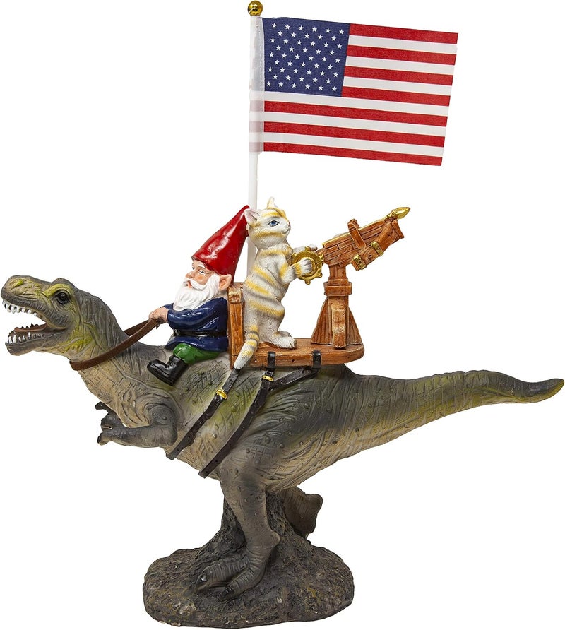 Funny Guy Mugs Garden Gnome Statue - T-Rex Fellowship - Indoor/Outdoor Garden Gnome Sculpture for Patio, Yard or Lawn - Image 4
