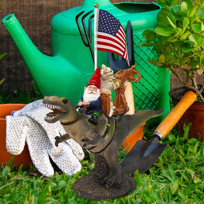 Funny Guy Mugs Garden Gnome Statue - T-Rex Fellowship - Indoor/Outdoor Garden Gnome Sculpture for Patio, Yard or Lawn - Image 2