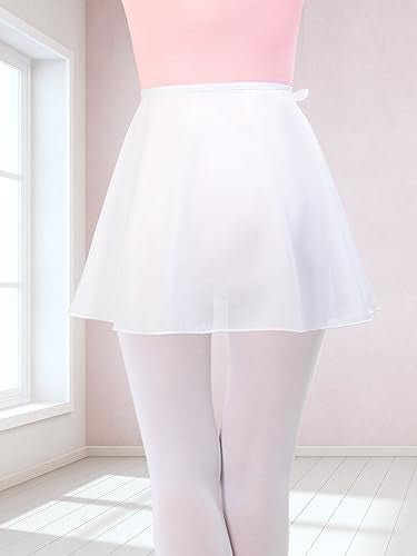 Soudittur Ballet Wrap Skirts Chiffon Dance Skirt for Toddler/Girls/Women (White, Large) - Image 2
