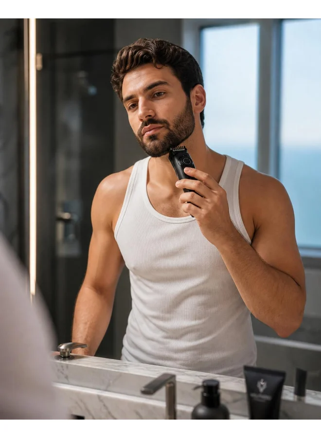 Wolfhead  Wolfhead Premium Men'S Beard Trimmer, 20 Length Adjustable Blade Wheel, Stainless Steel T-Blade For Precision Facial Hair Trimming, Cordless Waterproof Wet/Dry Clipper for Men | Best Price UAE