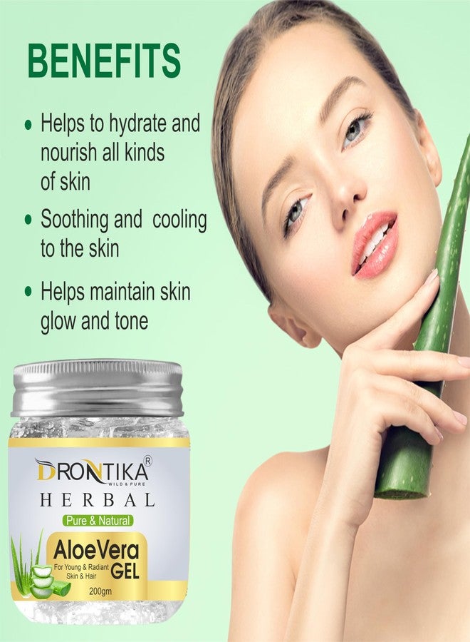 Drontika Natural 100% Ayurvedic Aloe vera Gel (Transparent), Skin/Hair Gel With Vitamin E & Natural Emollients (Paraben Free), 200g - Image 2