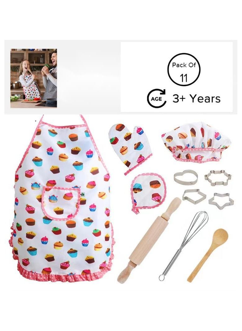 LIXADA 11-Piece Chef Role Play Set With Dress Up Costume And Pretend Kitchen Accessories  - Image 1