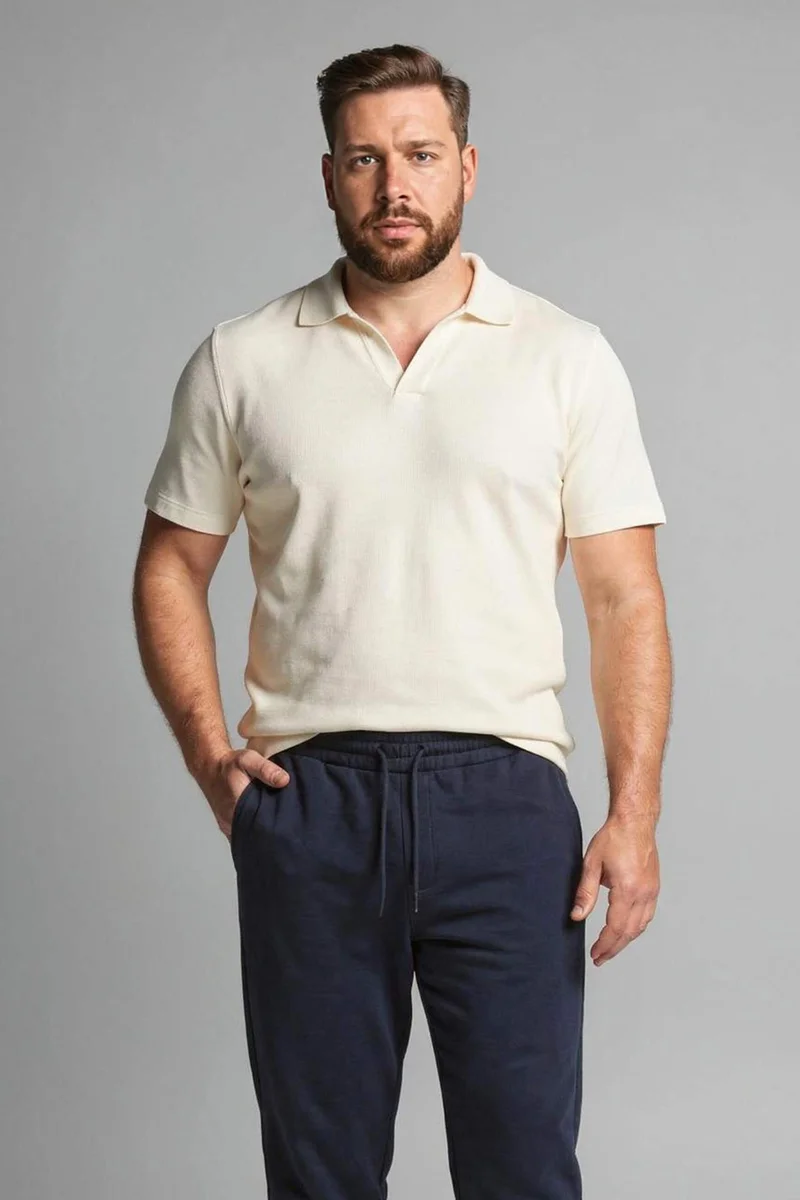 ديفاكتو Plus Size Short Sleeve Polo Shirt