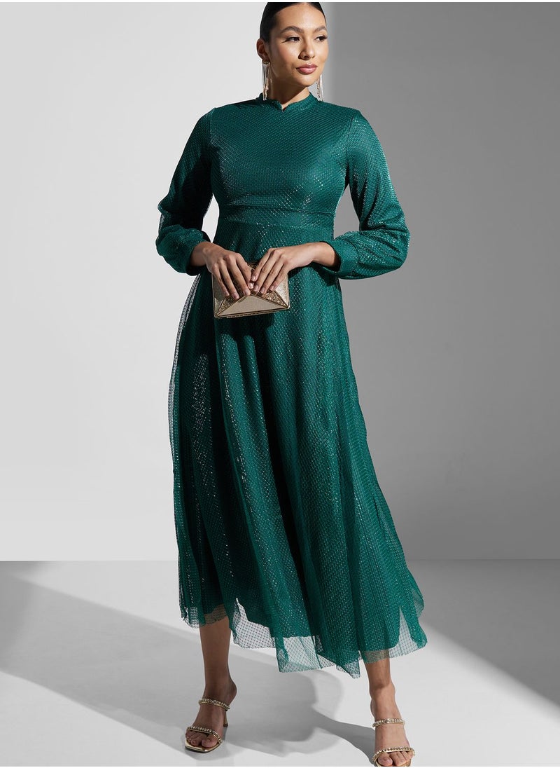 Khizana - Puff Sleeve A-Line Dress - Image 1