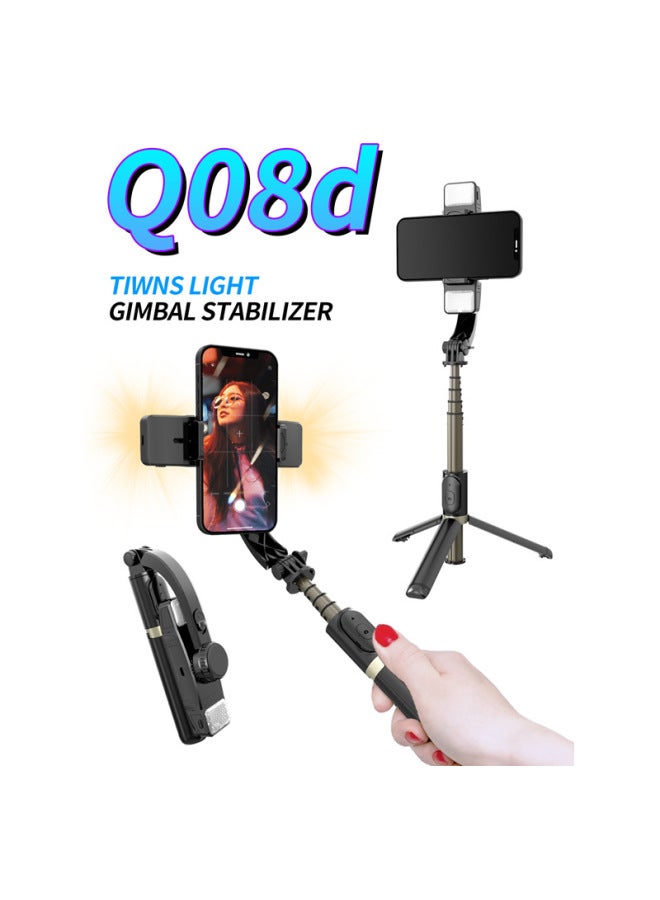 Single-axis Mobile Phone Stabilizer Selfie Stick Anti-shake Handheld PTZ With Bluetooth Fill Light Multifunctional Shooting Tripod-Color:L18s Black Mini + Fill Light Single-axis Stabilizer  - Image 2