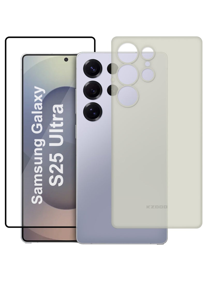 CATANES 2Packs Case for Galaxy S25 Ultra Air Skin Case All Around Full Protection Ultra Slim 0.3mm Thickness 4g Feather Weight with 3D Screen Protector - Frosted Clear - Image 1